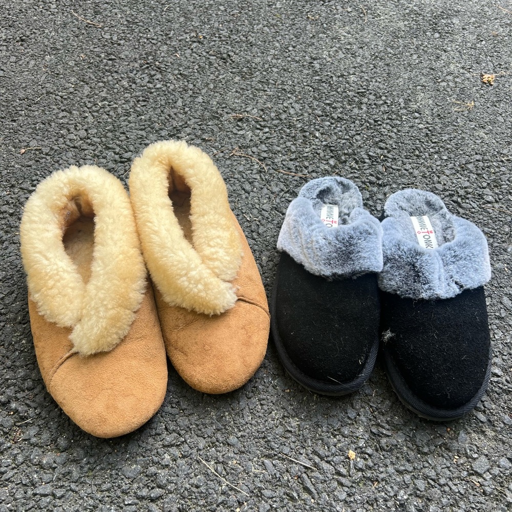 Qwaruba Australian sheepskin slippers size 7 from REI like ugg + Minnetonkas sz8